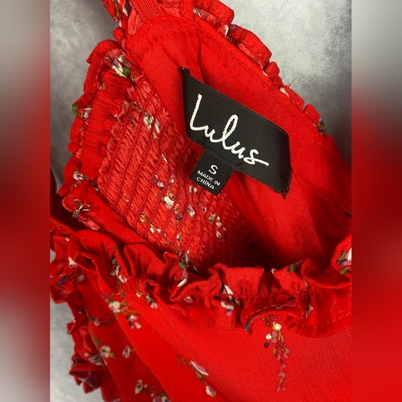 Lulus In the Garden Red Floral Print Skater‎ mini Spring Dress Size S - Picture 11 of 15